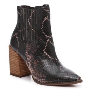Steve Madden Snake Print Chelsea Ankle Boots Block Heel Pink Black